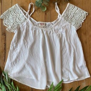 Flowy Over the Shoulder Lace Top